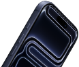 iPhone 17 Pro, pohled zepředu, Dynamic Island nahoře, akční tlačítko, tlačítka hlasitosti