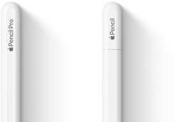 Apple Pencil Pro a Apple Pencil (USB‑C) vedľa seba