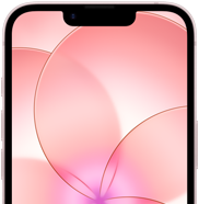 iPhone 17e, čiastočný pohľad na prednú stranu s Ceramic Shieldom 2, svetloružová farba, pozadie s ružovým kvetom