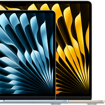 Dva MacBooky Air pro srovnání velikostí displejů s úhlopříčkou 13,6 palce a 15,3 palce