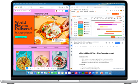 MacBook Air, na kterém je otevřených několik aplikací