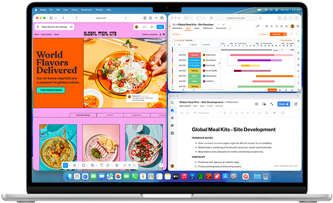 MacBook Air, na kterém je otevřených několik aplikací