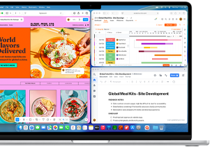MacBook Air, na kterém je otevřených několik aplikací